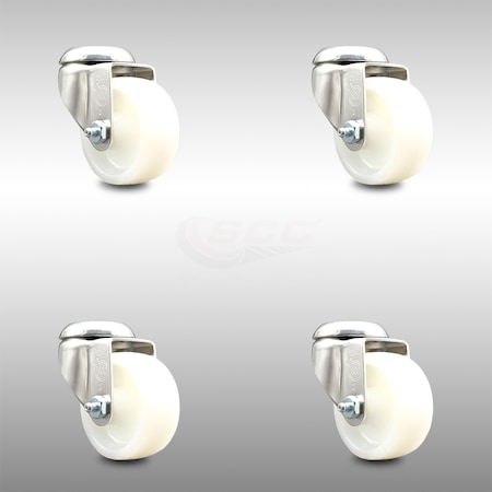 Service Caster 3 Inch 316SS Nylon Wheel Swivel Bolt Hole Caster Set SCC-SS316BH20S314-NYS-4
